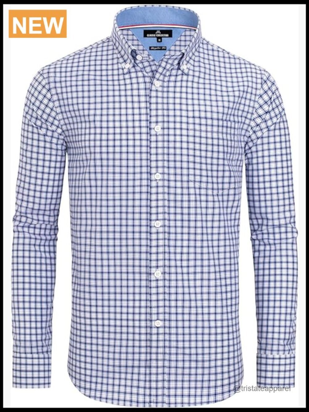 Men's Cotton Plaid Button Down Long Sleeve Dress Shirt Regular Fit
